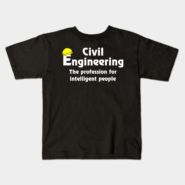 Smart Civil Engineer White Text Kids T-Shirt by Barthol Graphics